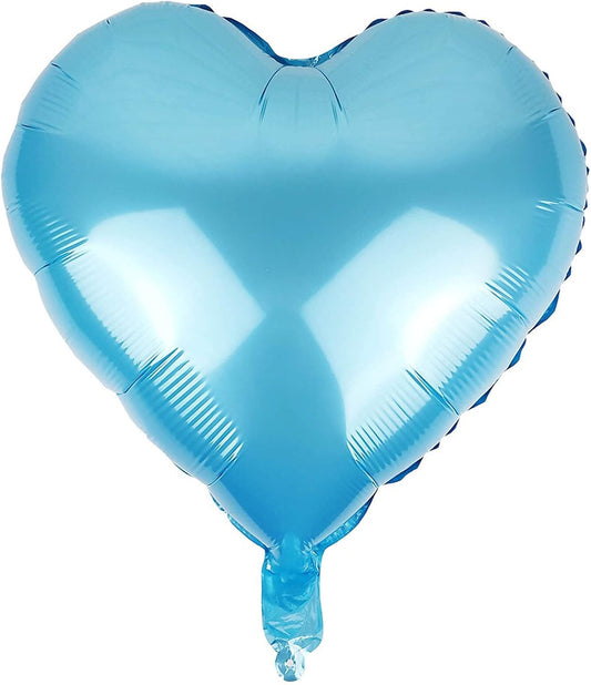 10pcs Pearl Blue Foil Heart Shaped Balloons - 18 Inch Heart Mylar Balloons for Baby Shower, Wedding, Valentine Decorations