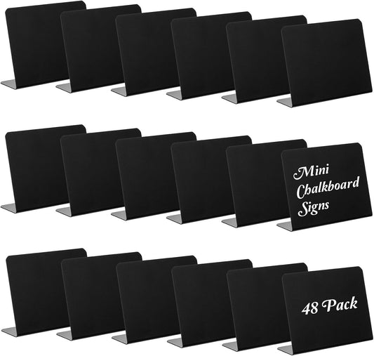 48 Pack Mini Chalkboard Signs for Food, Chalkboard Food Signs for Buffet Display - 4 x 2.8 Inch Small Tabletop Labels for Weddings, Bakeries, Parties with Erasable Surface