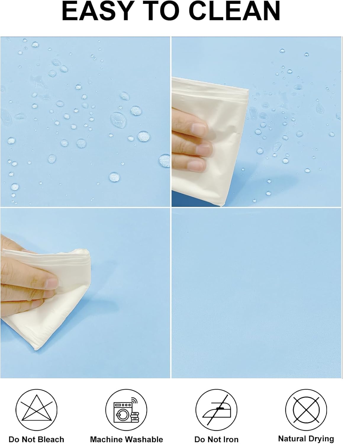 Fokitut 2 Pack Waterproof Round Tablecloth, 90 Inch, Stain Resistant and Wrinkle Polyester Table Cloth, Fabric Table Cover for Kitchen Dining, Wedding, Party, Holiday Dinner-Blue Mist