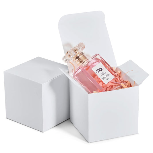 MESHA 3x3x3'' 100PC Cardboard Gift Boxes with Lids, Small for Bridesmaid Groomsmen Gifts,Cupcakes, Crafting, Party Wedding Favor, Bridal Baby Shower, White