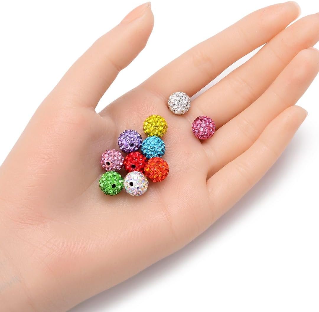 25pcs Adabele Grade A Suncatcher Crystal Rhinestone Pave Loose Beads 10mm Sun Orange Polymer Clay Disco Ball Spacers Compatible with Shamballa All Craft Jewelry Making DB10-12