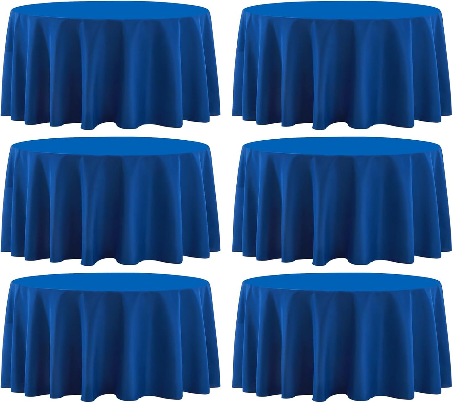 Round Tablecloth 6 Pack 108 Inch Royal Blue Tablecloths Washable Decorative Linen Polyester Table Clothes Cover for Dining Table Banquets Buffet Parties and Wedding