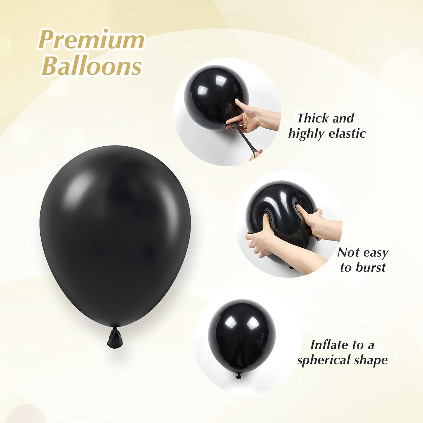 Black White and Gold balloons, 60pcs 12inch Black White Metallic Gold Confetti Balloons for Graduation 2025 Anniversary Birthday Party Decorations