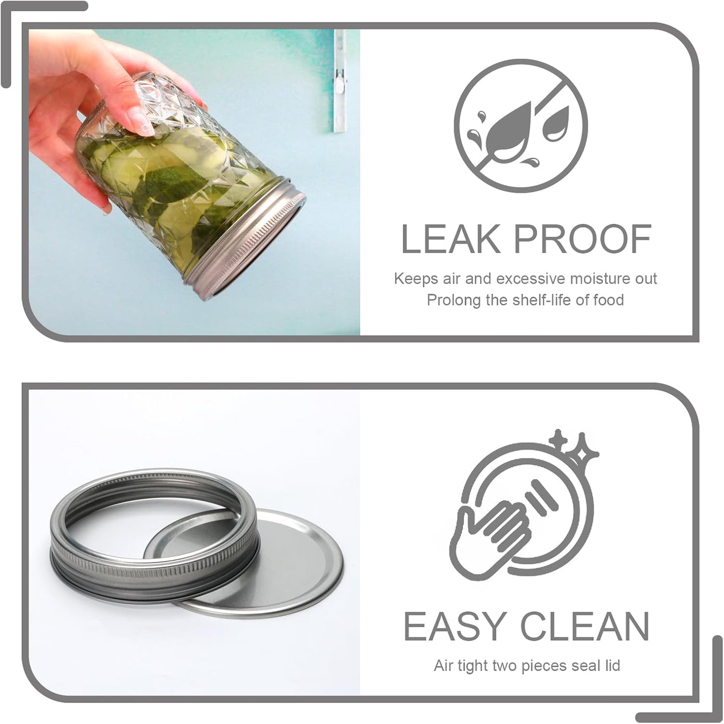 Wide Mouth Mason Jars 12Pack,Mason Jars 16 oz with Lids,Canning Jars with Metal Airtight Lids and Bands,Ideal for Jam, Water,Vegetative,Beans, Candy,Honey, Wedding Favors