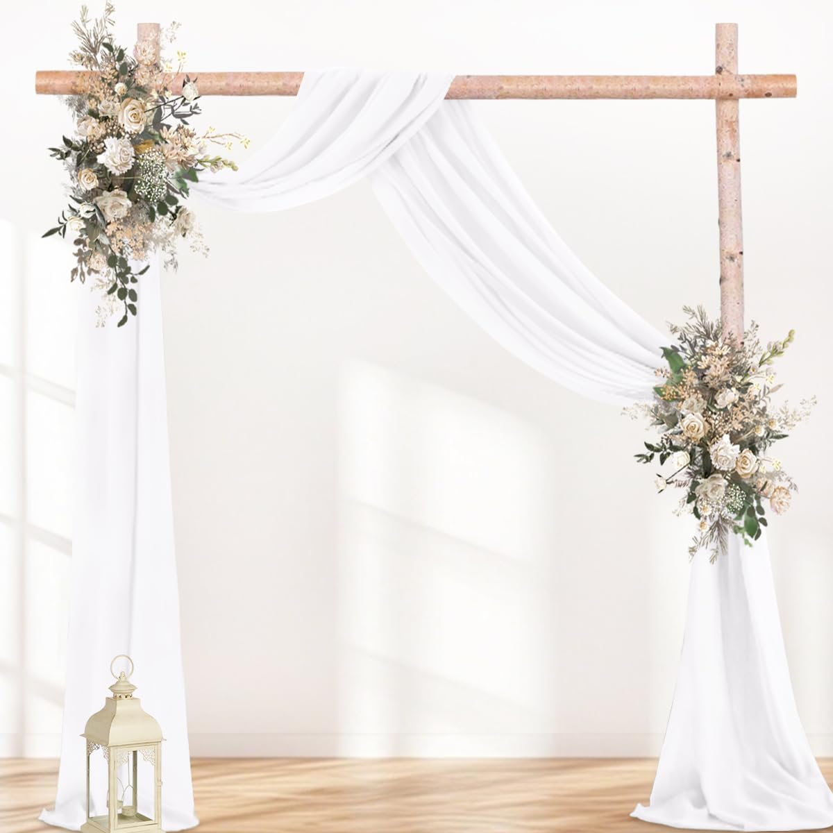 White Wedding Arch Draping Fabric 1 Panel 29" × 20FT Sheer Drapes Outdoor Curtain for Wedding Ceremony Baby Bridal Shower Arch Ceiling Backdrop Decor