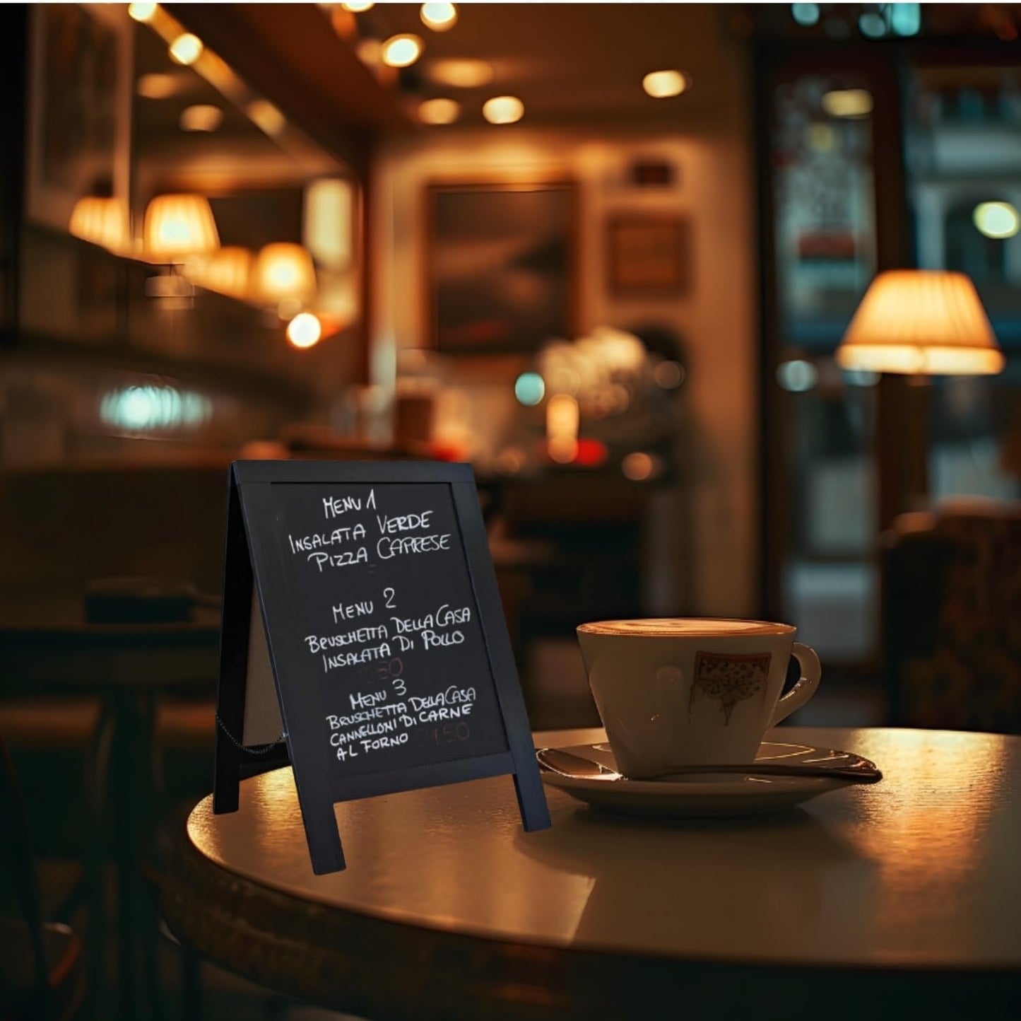 Rustic Whitewash Double Sided Chalkboard with 8Pcs Liquid Chalk Markers, 7.5"*8.6" Tabletop Stand, Small Countertop Chalkboard Easel for Menu, Kitchen, Restaurants, Bar, Wedding and Home Decor (Black)