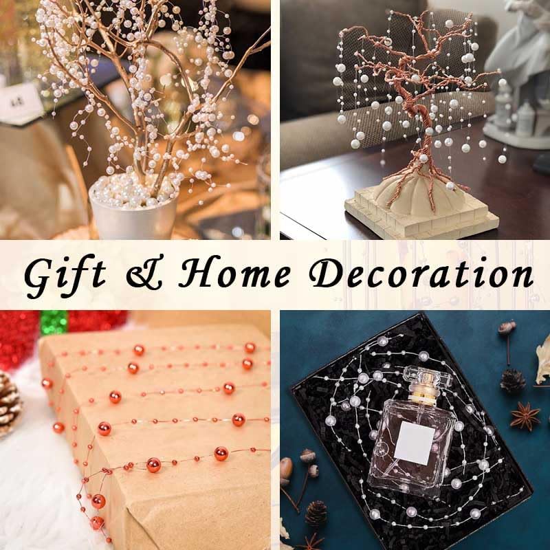 50pcs Pearls String Beads of Pearls, 10+5mm Bright Gold Artificial Pearl String for Floating Candles Centerpieces, Vase Filler, Wedding Centerpiece Christmas Party Decor