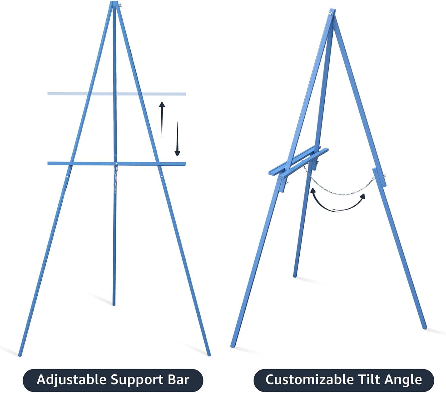 NianFeng Wooden Easel Stand for Sign, Easel Display Stand Floor for Wedding Sign with Adjustable Tray, 63-Inch, Tripod A-Frame Poster Light Duty, Welcome, Art Show & Baby Shower (Blue)