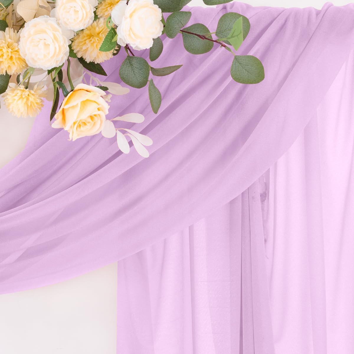Lilac 2 Panels Wedding Arch Draping Fabric 29" x 20Ft Sheer Drapes Outdoor Curtain for Wedding Party Baby Bridal Shower Arch Ceiling Backdrop Decor