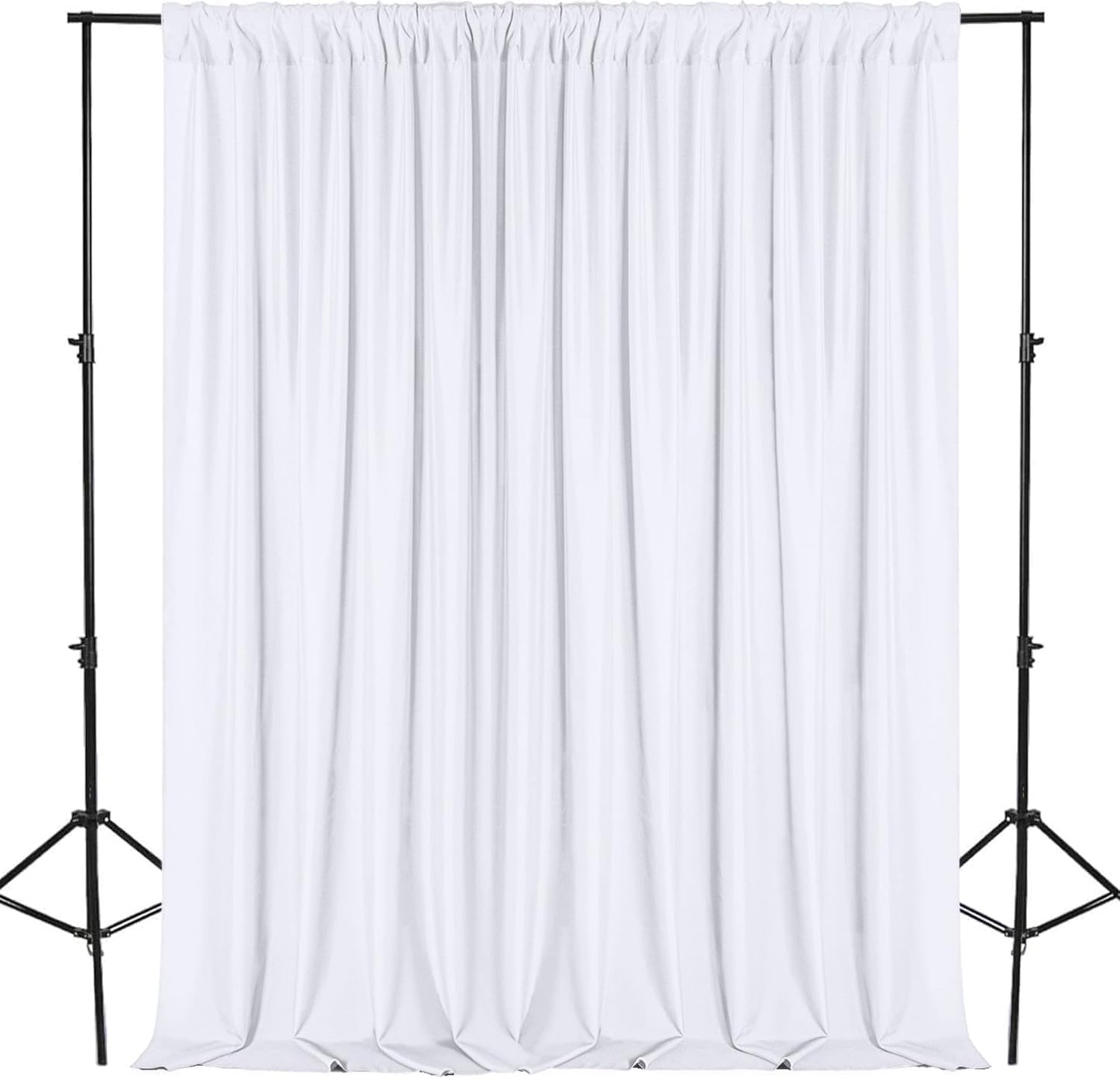 DWCN 10x8 FT White Backdrop Curtains for Parties, Photography Backdrop Drapes with Rod Pockets for Wedding Decorations Stage Birthday Family Gatherings, 2 Panels 5ft x 8ft