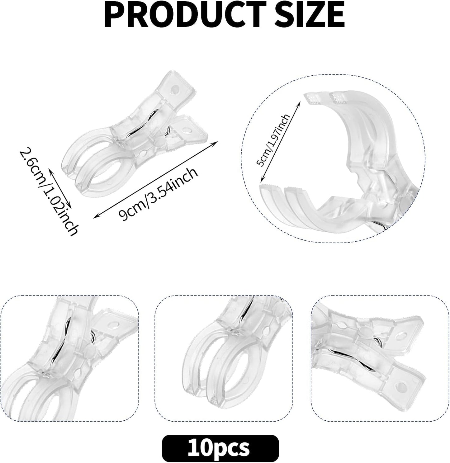 10pcs Balloon Arch Clips, Plastic Spring Garland Clamps Transparent Heavy Duty Clips for Balloon Arch Photography Wedding Engagement Backdrop Crafts Decoration