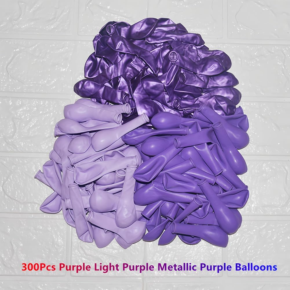 300 Pcs Purple Balloons 5 Inch Metallic Chrome Purple Pastel Macaron Light Lavender Assorted Colors Latex Balloon for Girl Birthday Wedding Anniversary Baby Shower Princess Party Decoration