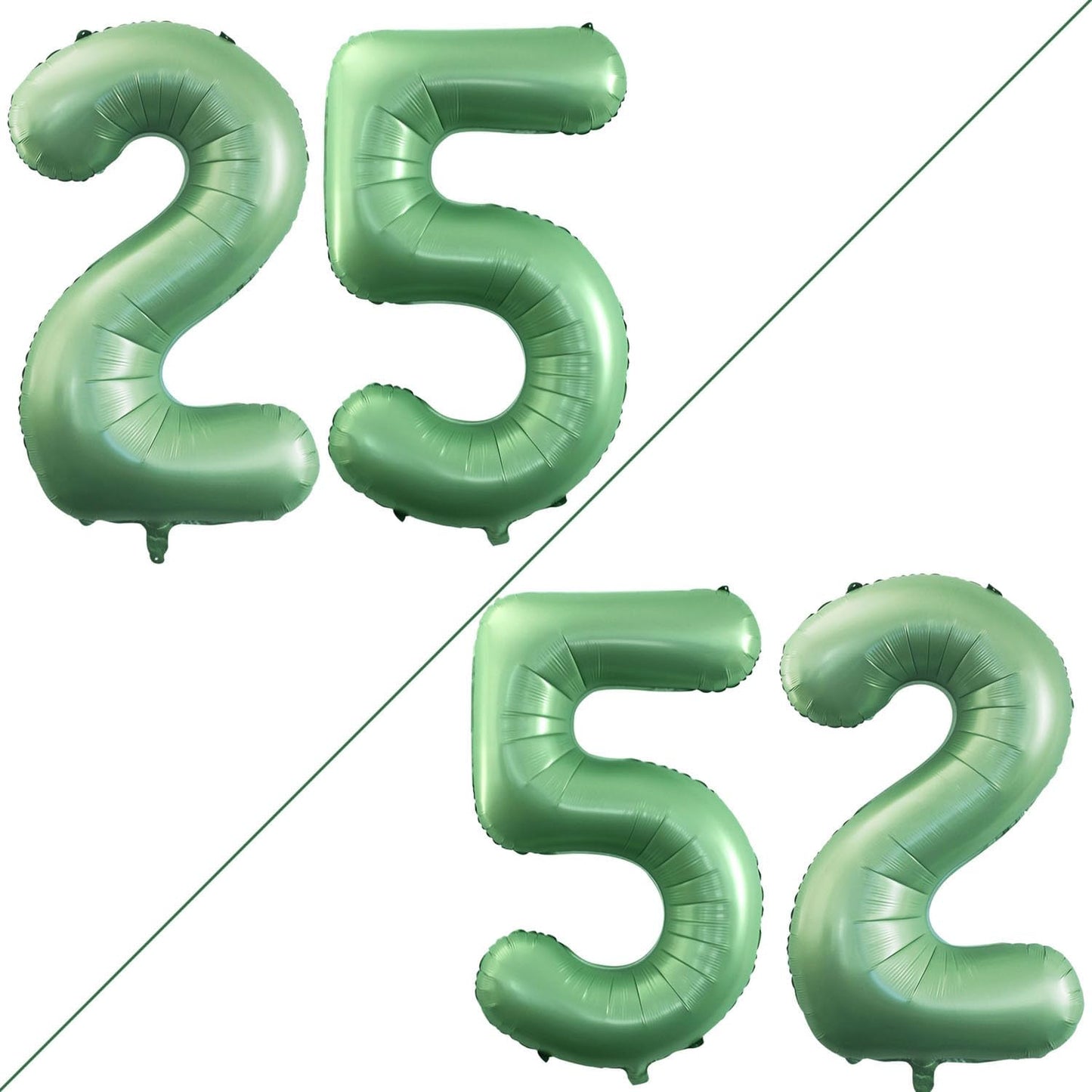 GOER Number 25 Balloons for 25th Birthday Party Decorations,42 Inch Jumbo Foil Helium 52 Balloons for 52nd Birthday 2025 New Year Eve Graduation Party Decoration (Sage Green)
