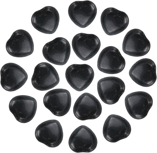 PATIKIL 20 Pcs Natural Heart Shaped Crystal Stone, 0.6 Inch Mini Polished Love Gemstone Crystal, Pocket Rock Engraved Worry Stones for Women Gifts Meditation, Black Green