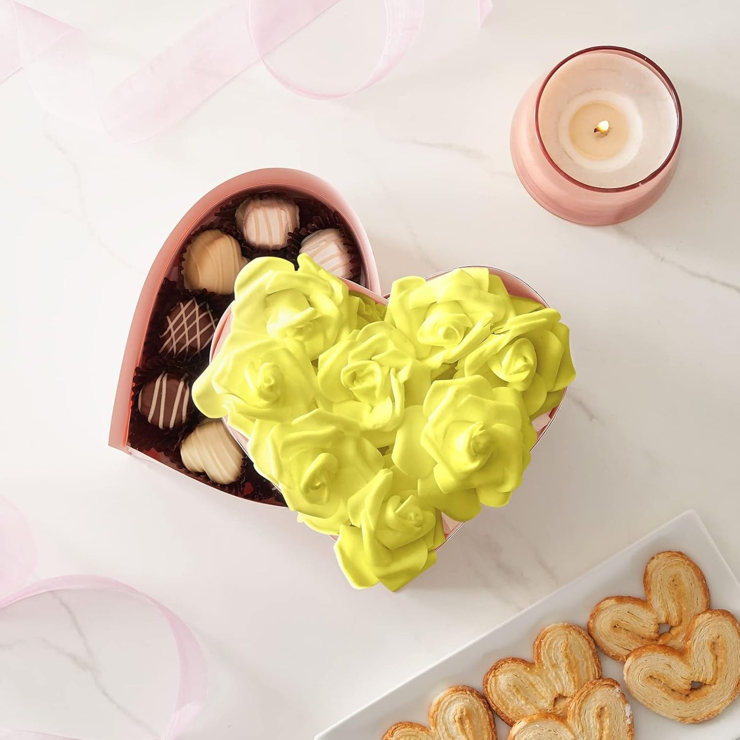 Juvale Artificial Foam Roses - 100-Pack Stemless, Yellow, 3-Inch Diameter - Faux Flowers for Vase Displays, Wedding Decor & Centerpiece Table Decorations