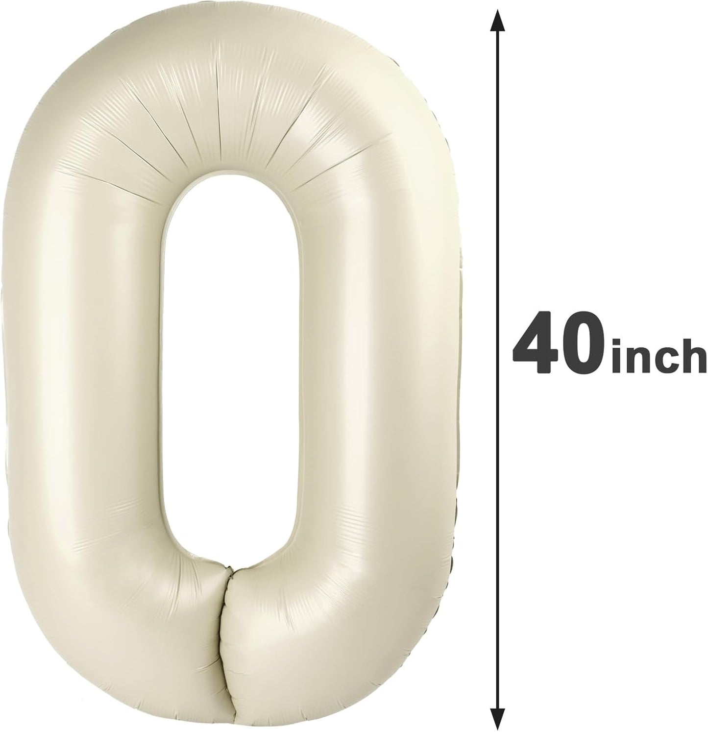 Cream White 0 Number Balloon 40 Inch, 0 Decorations for 10 20 30 40 50 60 70 80 90 100Birthday, Foil Giant Birthday Graduations Anniversary Party Balloons