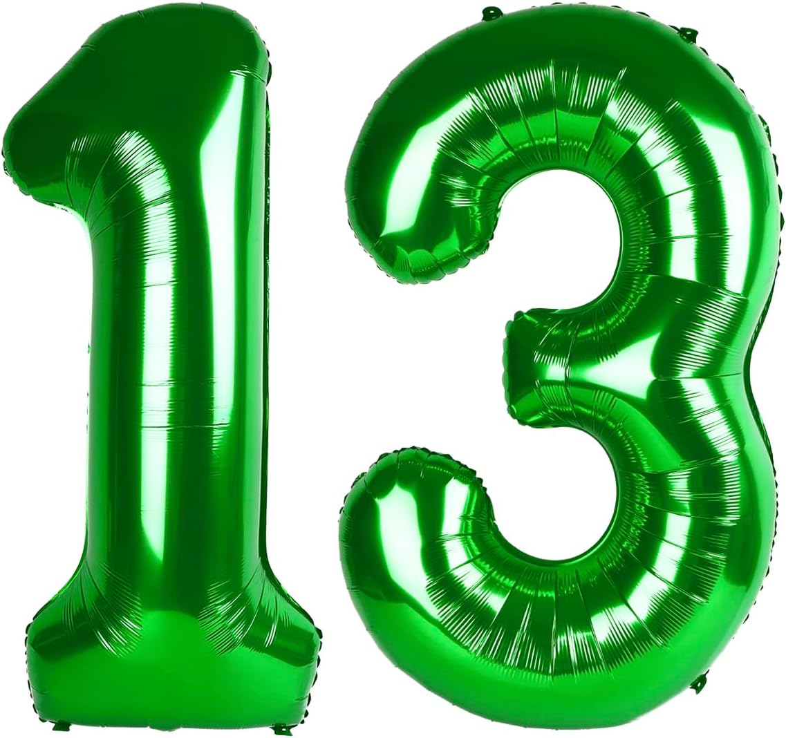 40 Inch Green 13 31 Large Number Balloon, 13 31 Green Birthday Party Decorations, Number 13 31 Foil Balloons for Anniversary Party Graduations Celebration Supplies