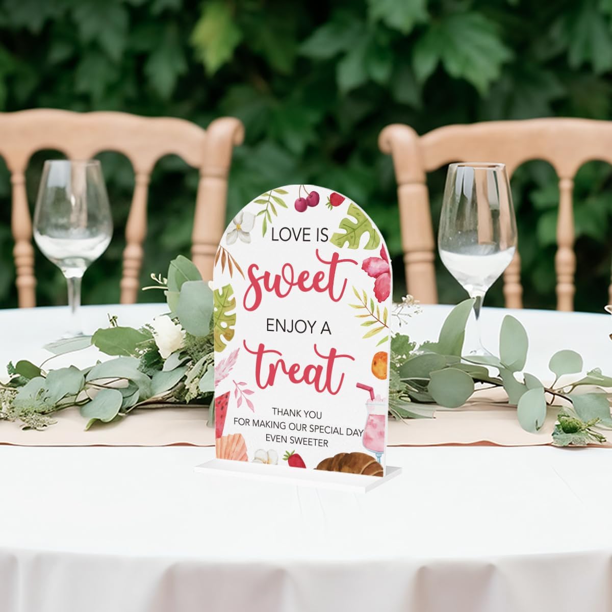 Love Is Sweet Sign for Dessert Table Acrylic Arch Wedding Dessert Table Decor Wedding Bridal Shower Welcome Signs for Ceremony and Reception 7 x 5 Inches