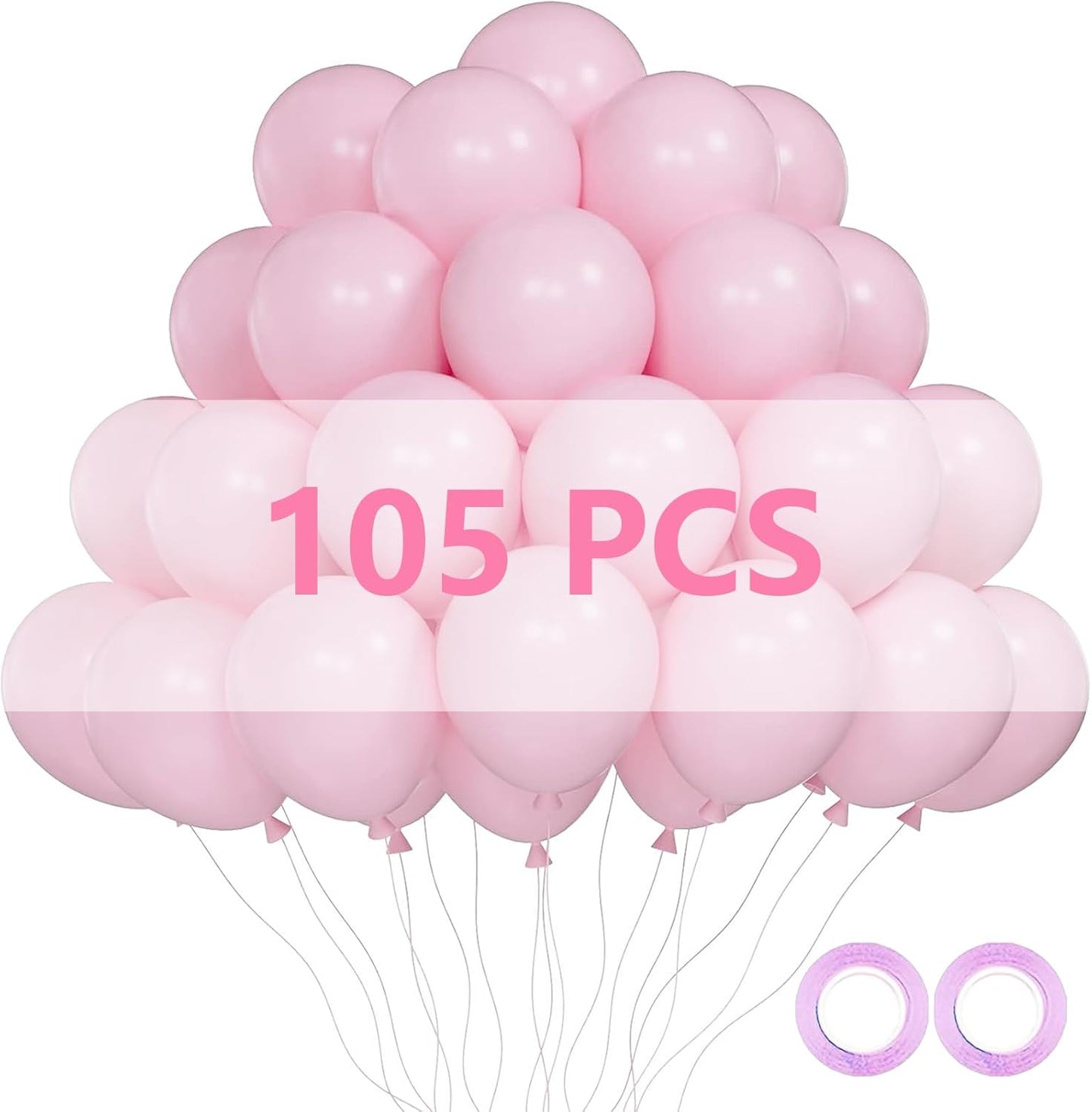 12 Inch Light Pink Balloons for Birthday Party, 105 Pcs Party Latex Balloons for Graduation Holiday Party, Baby Shower Anniversary Wedding Decorations Supplies (Light Pink)