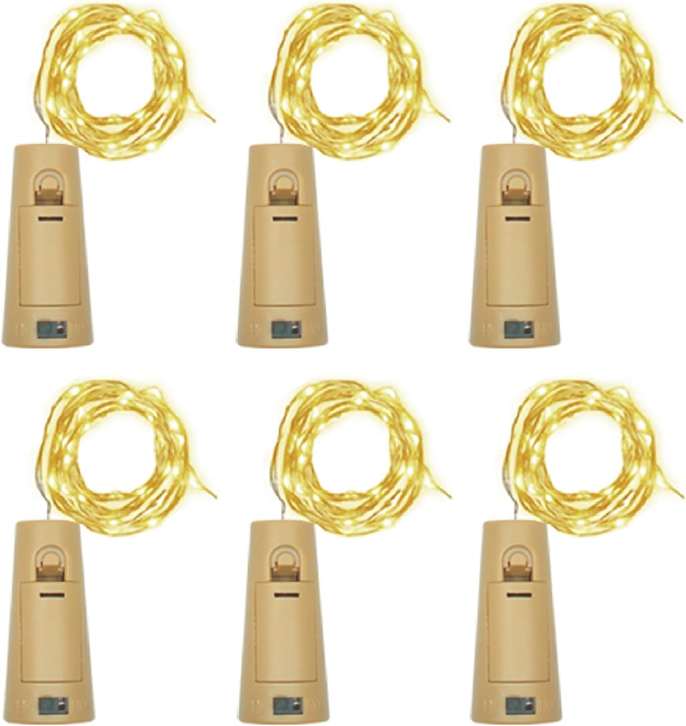 Wine Bottle Lights with Cork, Battery Operated 20 LED Cork Shape Silver Wire Colorful Fairy Mini String Lights(No Bottles) for DIY, Party, Decor, Christmas, Halloween,Wedding (6, Warm White)