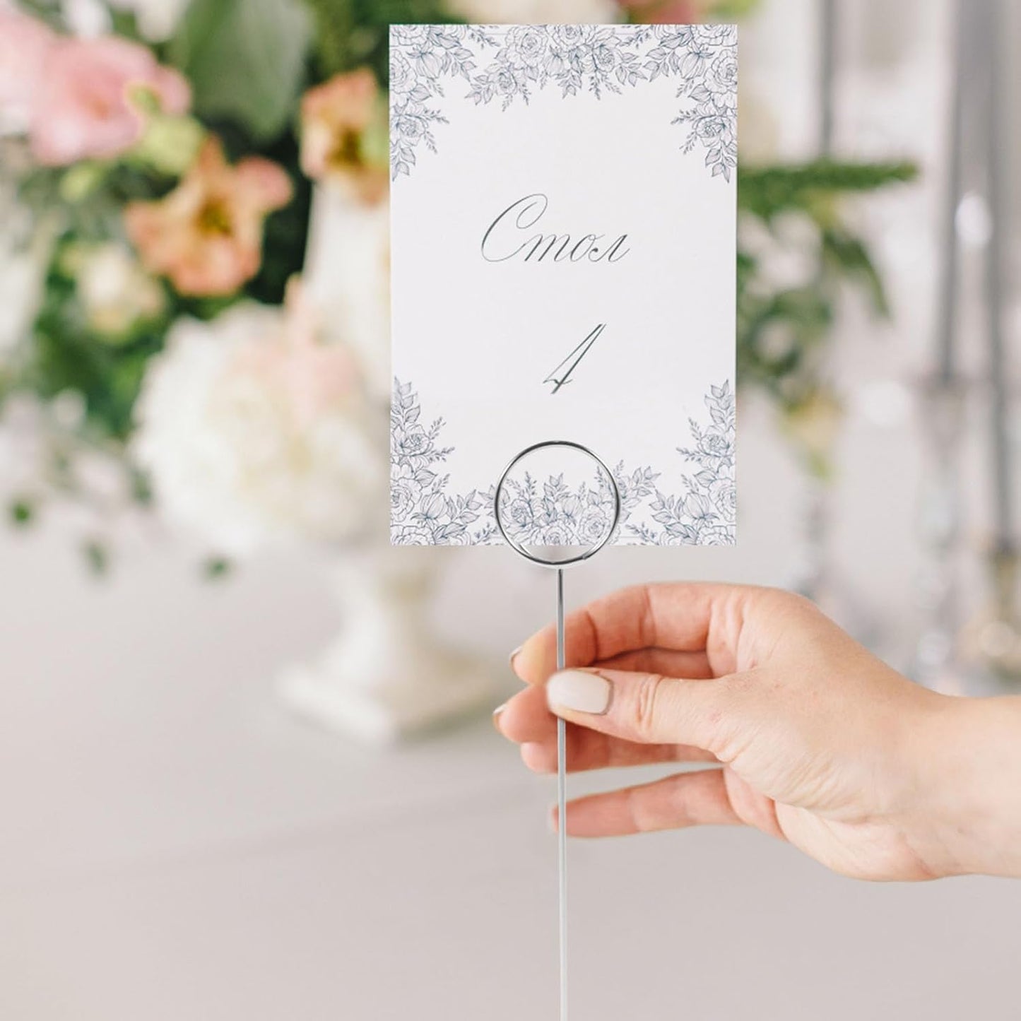 24 Pcs Table Number Holder 8.66inch Tall Metal Iron Place Card Holder Lightweight Picture Holder Stand Portable Round Shape Photo Memo Note Holder for Office Wedding Party