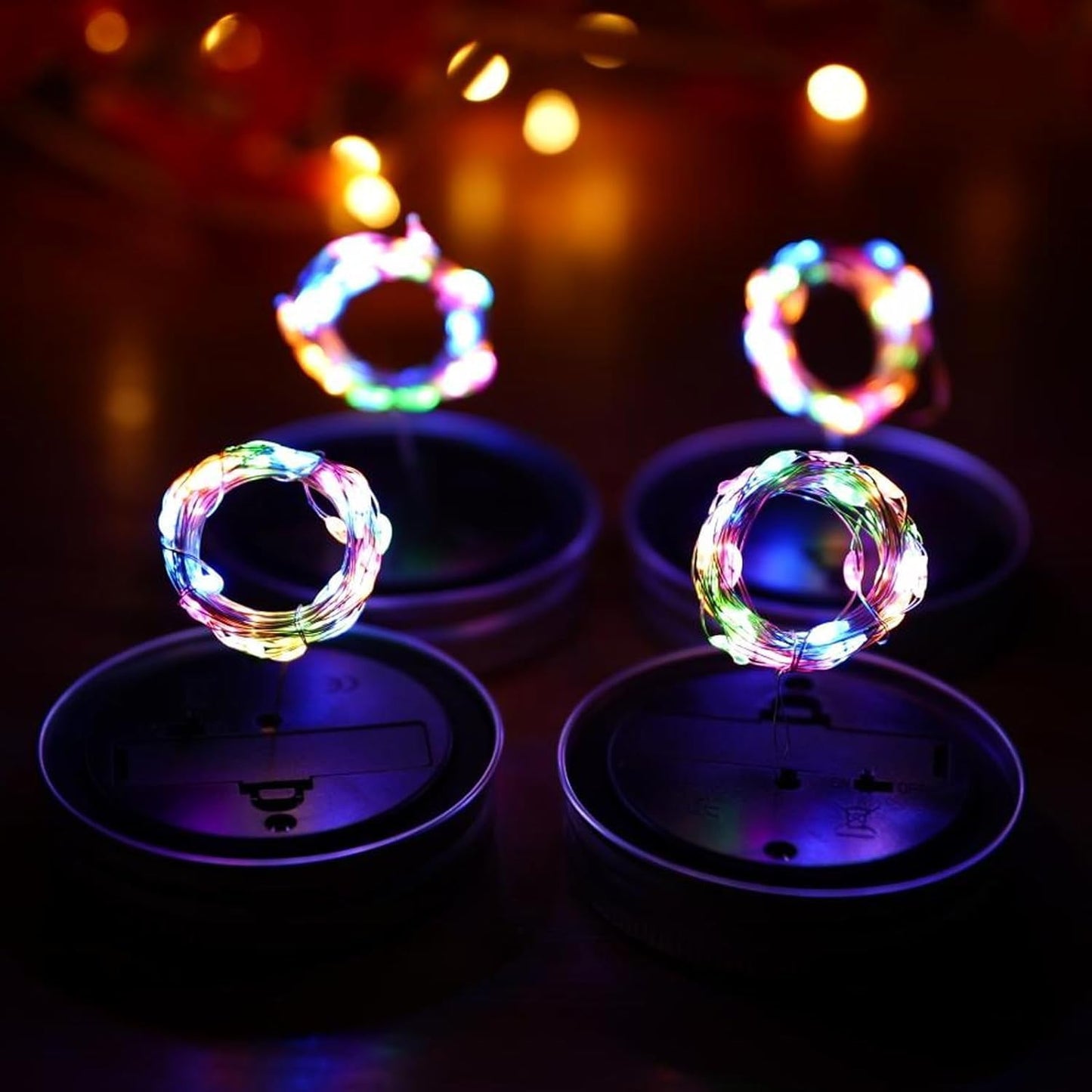 VOOKRY 12 Pack Solar Mason Jar Lights, 30 LED Mason Jar Lids Waterproof Firefly Fairy String Lights with 12 Hangers(No Jars), for Outdoor Patio Garden Yard Lawn Party Wedding Decoration - Multicolor