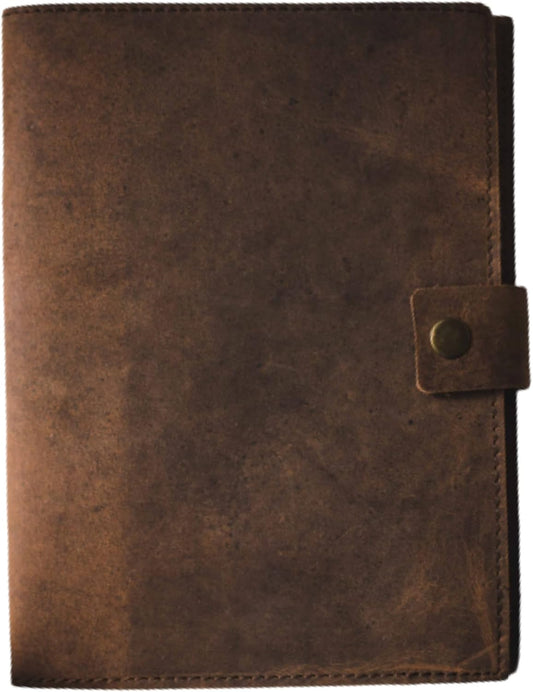 Refillable Leather Journal | Premium Lined A5 Notebook Cover | 200 Ruled Writing Pages | Card Holder Slot | Leather Bound Journals for Men & Women, Best Gift Travel Diary, Cool Planner