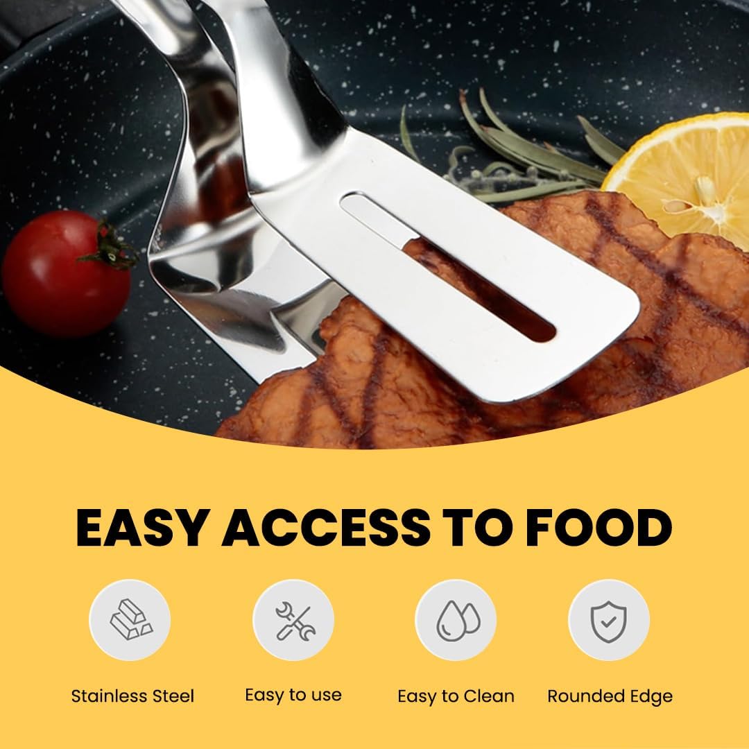 Kitchen Spatula Set of 2, Black Nylon Egg Flipper Turner- Pancake Spatula Stainless Steel, Dishwasher Safe, 2-Piece Multipurpose for Cooking, Breakfast and BBQ (2, Black and Silver)