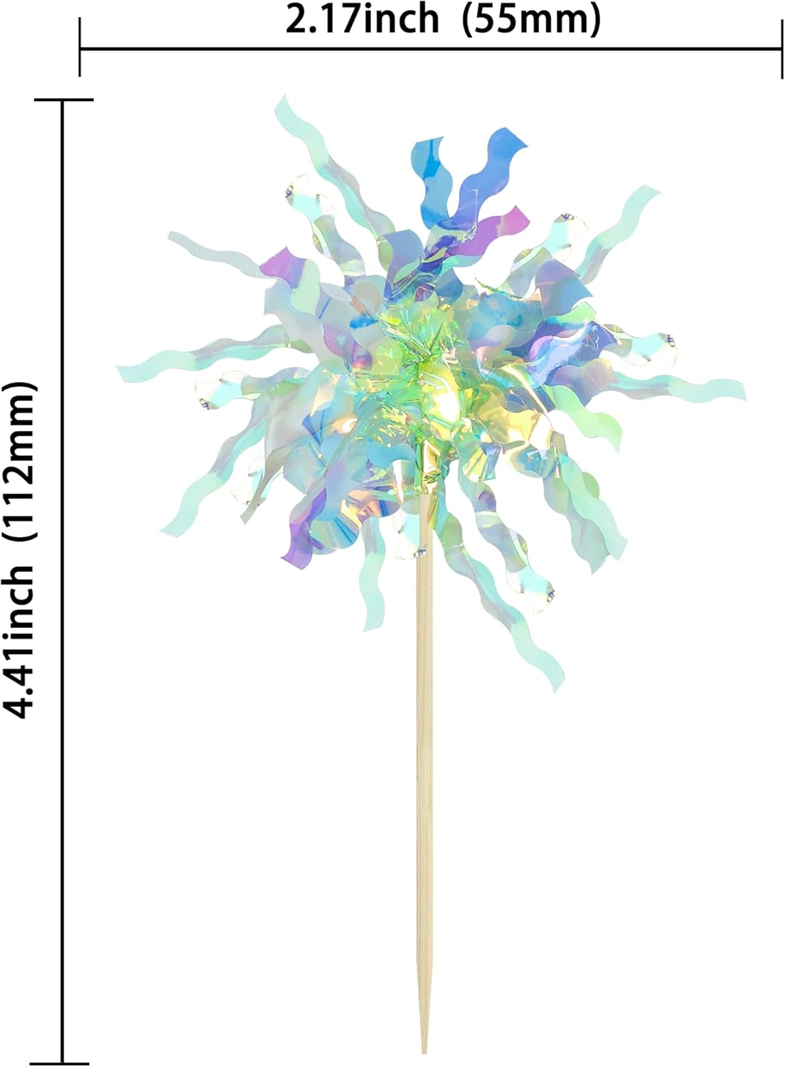 Gyufise 30Pcs Foil Firework Cupcake Toppers Sparkle Tinsel Cake Toppers Tinsel Drink Cake Decoration Cocktail Picks for Birthday Wedding Graduation Party Supplies Green