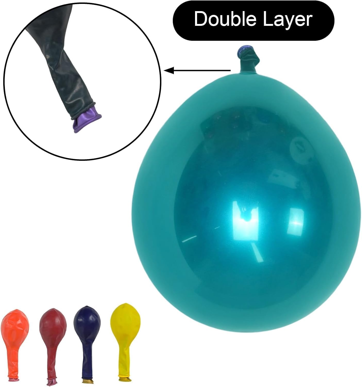 Double-stuffed Metallic Colorful Balloons, 30 Pcs 12 Inch Multicolor Balloons with Double Layer Design for Birthday Party, Wedding, Anniversary, and Celebration Decorations, Includes 10m White Ribbon