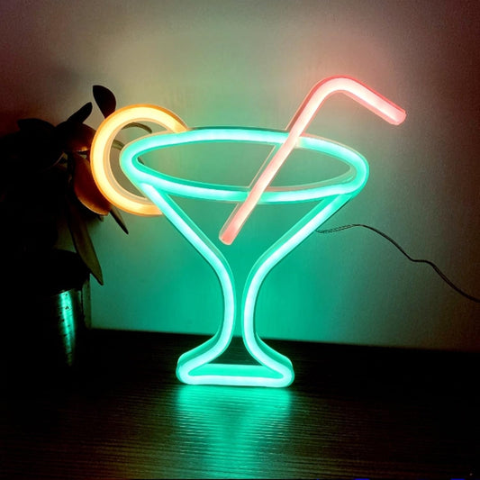 Led Green Cocktails Neon Sign,Wine Glass Neon Light Battery and USB Dual Powered Bar Neon Night Light Signs for Wall Decor,Cocktails Night Lamp for Bar, Club,Bar Cart Acessories Decor