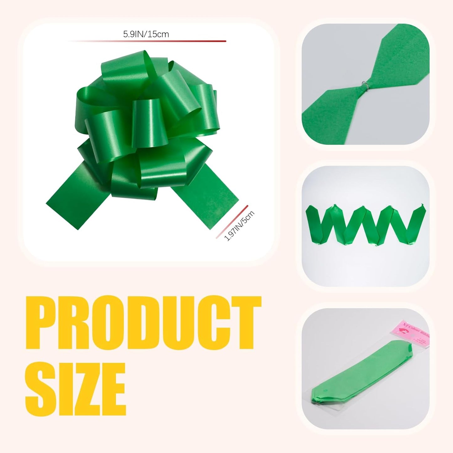 6 PCS 6 Inch Green Pull Bows - Perfect for Gift Wrapping, Wedding Decor, Car Bows, Birthday Parties, Christmas and Valentine's Day