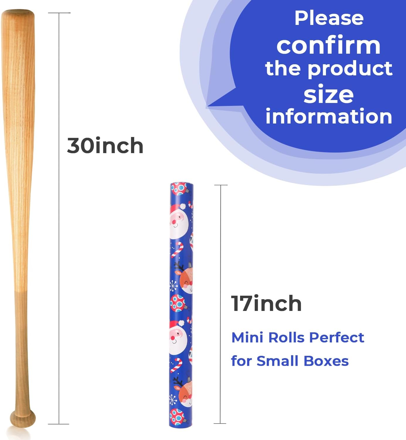 Ribbli Blue Christmas Wrapping Paper Reversible Cute Christmas elements Gift Wrapping Paper Rolls for Kids Holiday Presents Decoration-17 Inch x 33 Feet