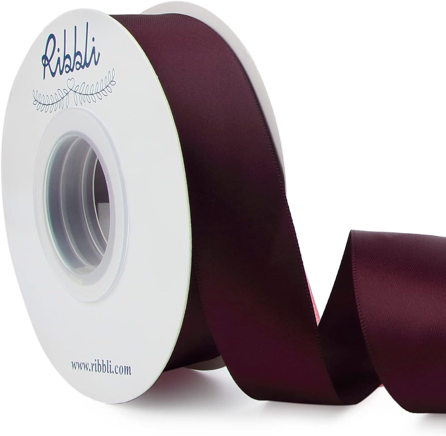Ribbli Burgundy Double Faced Satin Ribbon,1” x 25 Yards,Use for Craft Bows Bouquet, Gift Wrapping, Wedding Decoration, Floral Arrangement