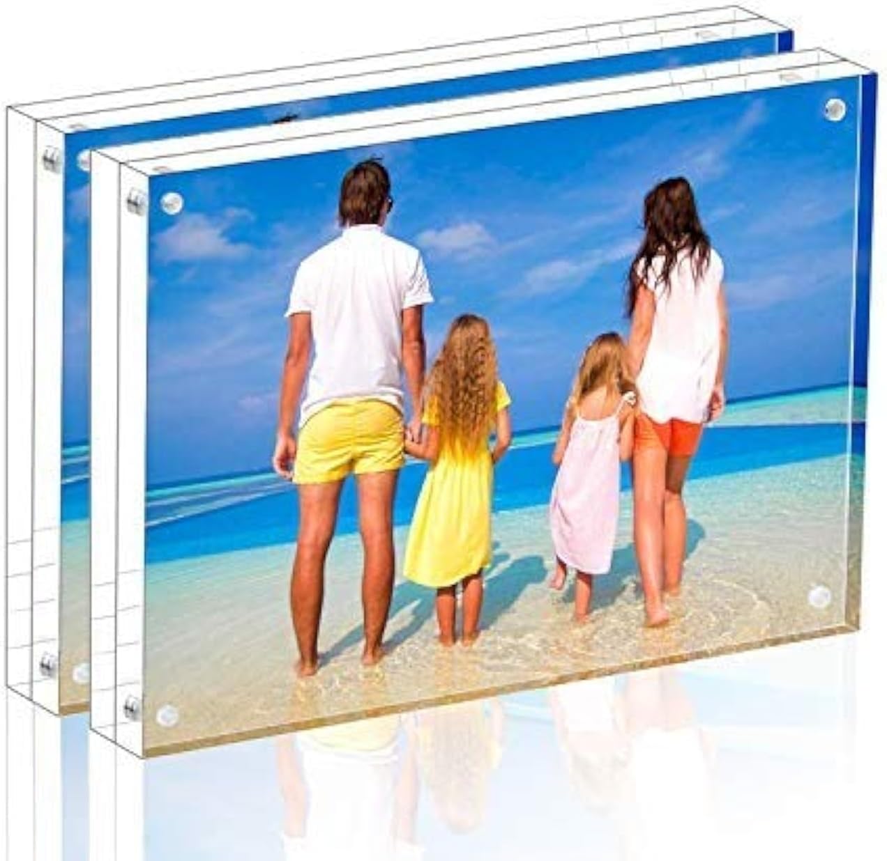 Meetu Acrylic Picture Frame 6x8 Tabletop Photo Frame Magnetic Double Sided Frame Free Standing Desktop for Display Document, Certificate, Photograph, Artwork in Office Room