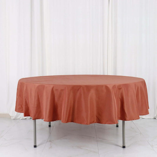 Efavormart Round Tablecloth, 90 Inch Stain & Wrinkle Resistant Washable Table Cloth, Decorative Polyester Fabric Table Cover for Banquet, Wedding, Dining- Terracotta