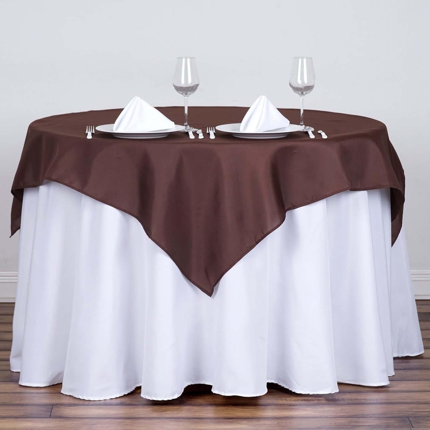 Efavormart 54x54 Chocolate Wholesale Linens Seamless Polyester Square Linen Tablecloth for Wedding Banquet Party Restaurant