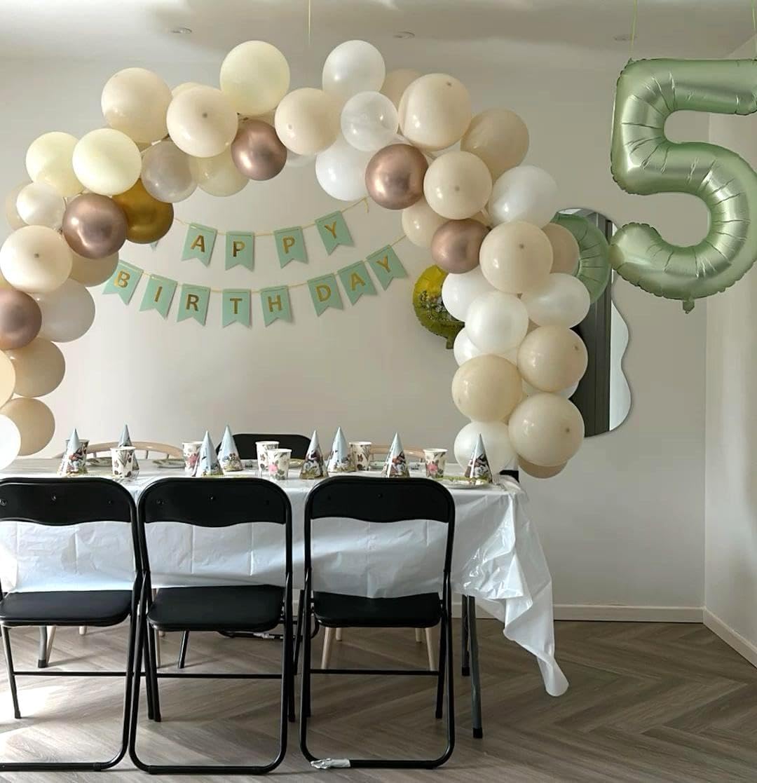 Sage Green 40 Inch Large Number 5 Birthday Balloon, Five 5th 15 25 35 50 55 Birthday Celebration Decorations, Oliver Green Foil 5 Mylar Helium Balloons Girl Boy Anniversary Party Supplies