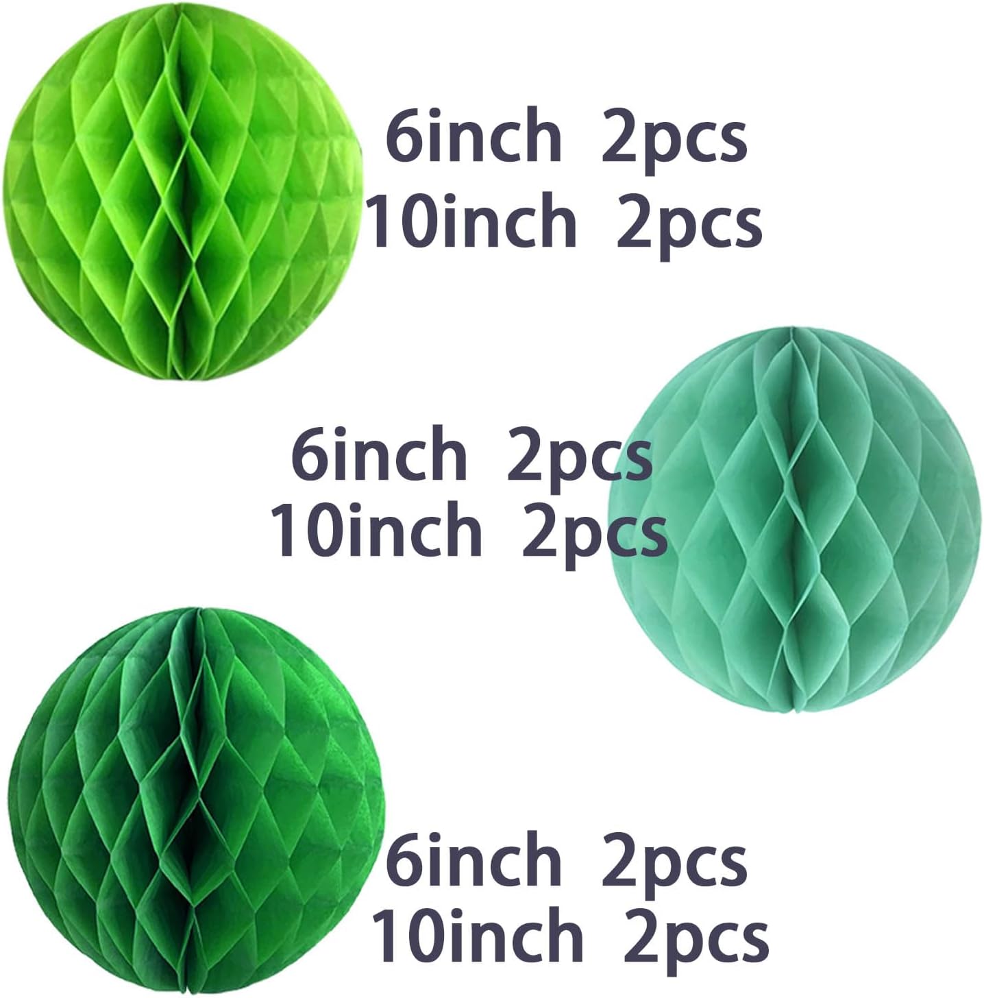 XIKSXITN Green Paper Honeycomb Balls - 12 Pack Hanging Tissue Pom Poms for Weddings, Birthdays, Spring Decor