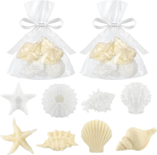 200g Sea Glass Soap Decor White Seashell Decorative Soaps for Bathroom Home Decor Beach Wedding Nautical Wedding Party Favors Beach Bridal Shower Favors