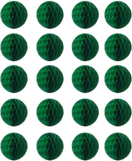 20pcs Honeycomb Decoration Paper Flower Balls Tissue Paper Pom Poms for Birthday Wedding Home Decor (6inch, Dark Green)