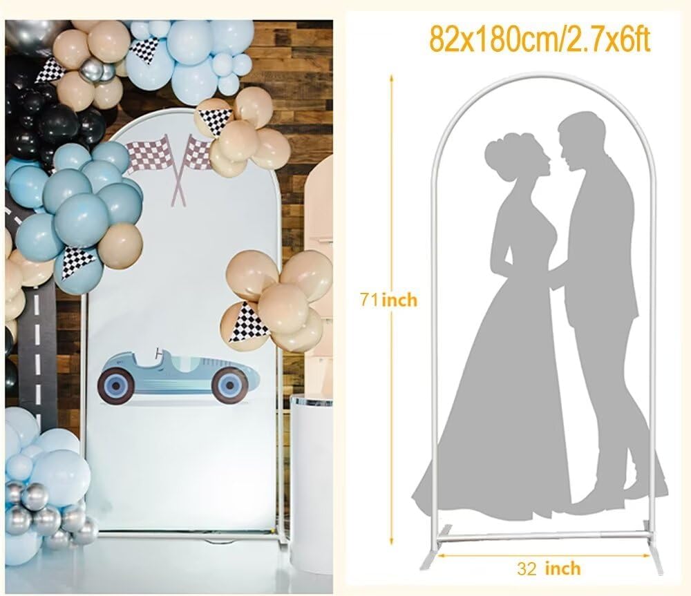 FiVan 2.7ft by 6ft Heavy Duty Trio Arch Backdrop Frame Stands for Party Covers