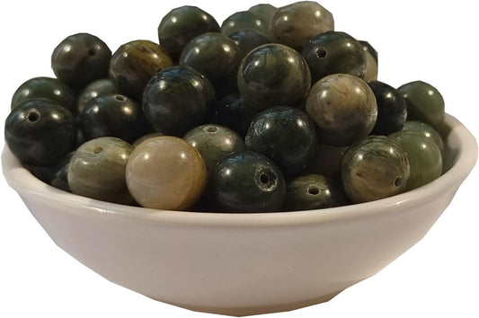 Stone Beads 6mm 140pcs Green Grass Jade Beads Round Loose Gemstones Beads for Bracelet Necklace Jewelry Making (6mm, 60613 Green Grass Jade)