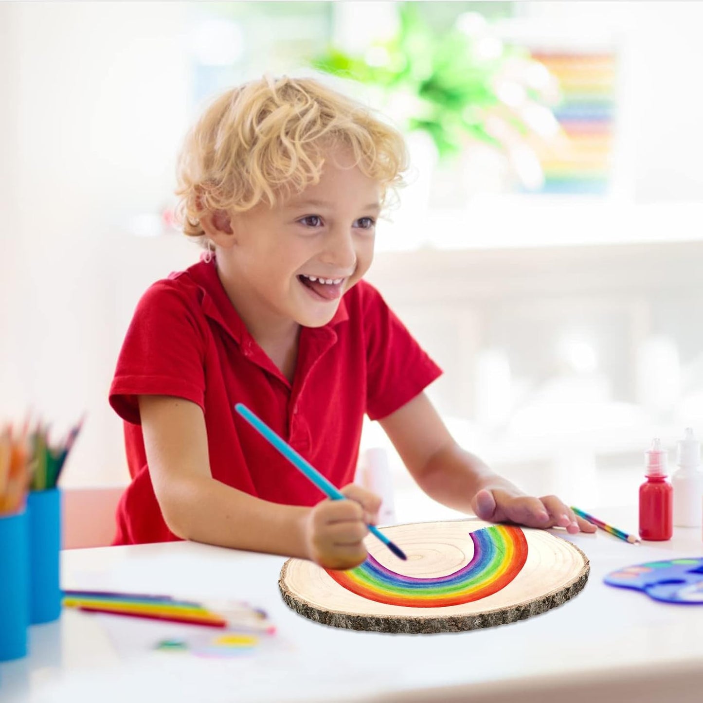 ZOCONE 4 Pcs Large Wood Slices 11-13 Inches Unfinished Rounds, Natural Paulownia Wooden Slices for Centerpieces, Round Wooden Discs Decoration with Bark, Wood Circles for Centerpieces for Painting