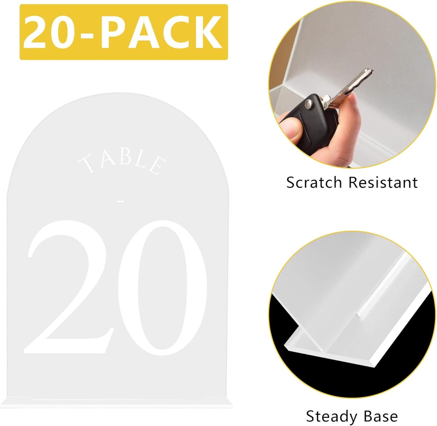 20 Pack Acrylic Table Numbers 1-20 - 5" X 7" Wedding Table Numbers for Reception, Party, Anniversary, Event