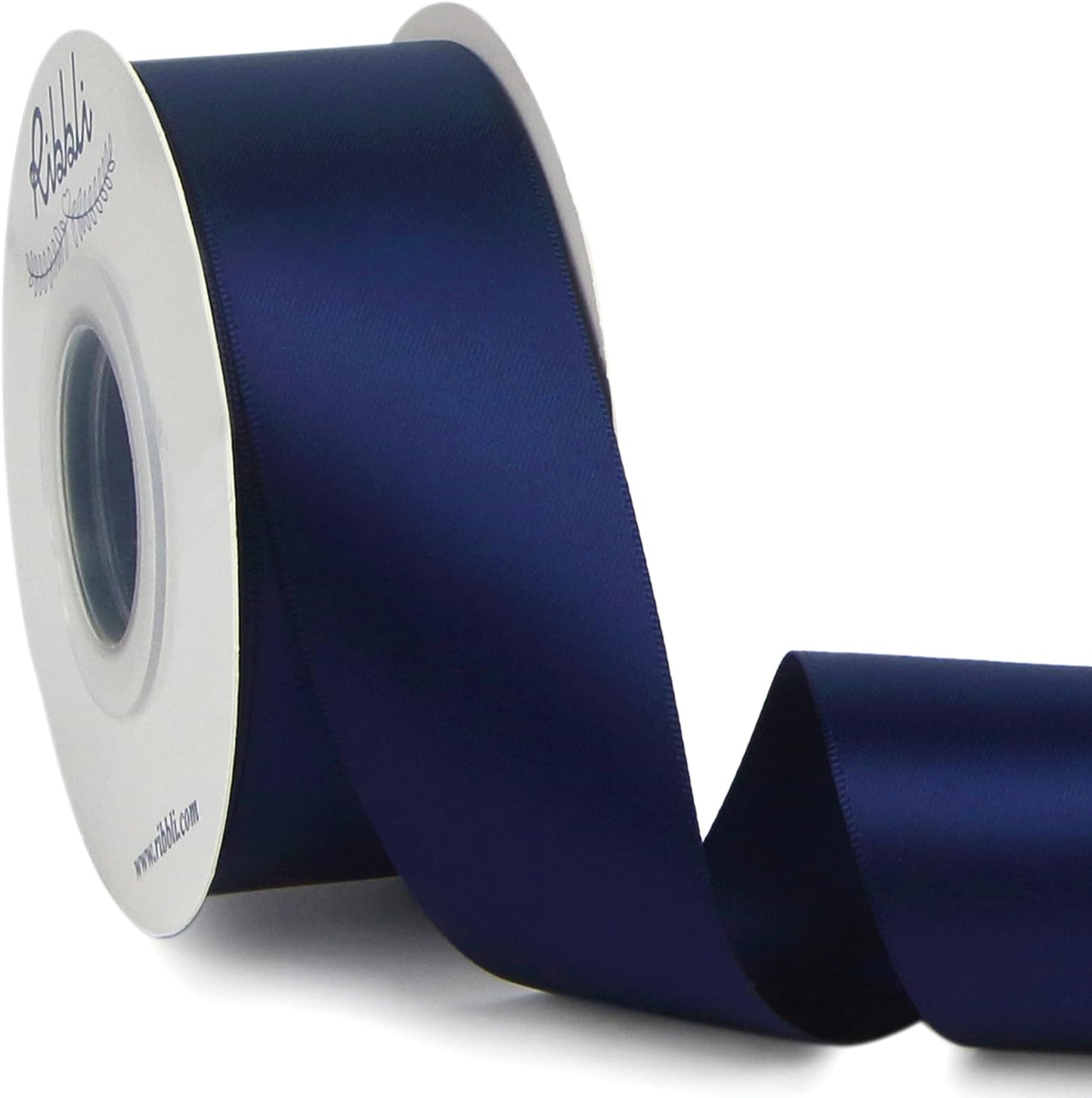 Ribbli Navy Double Faced Satin Ribbon,1-1/2” x Continuous 25 Yards,Use for Bows Bouquet,Gift Wrapping,Wedding,Floral Arrangement