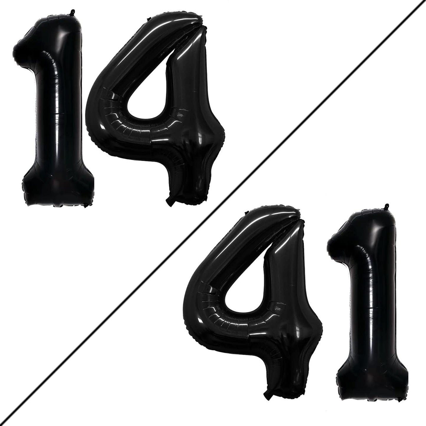 GOER Number 14 Balloons for 14th Birthday Sweet 14 Party Decorations,42 Inch Jumbo Foil Helium 41 Balloons for 41st Birthday Party Decoration (Black)