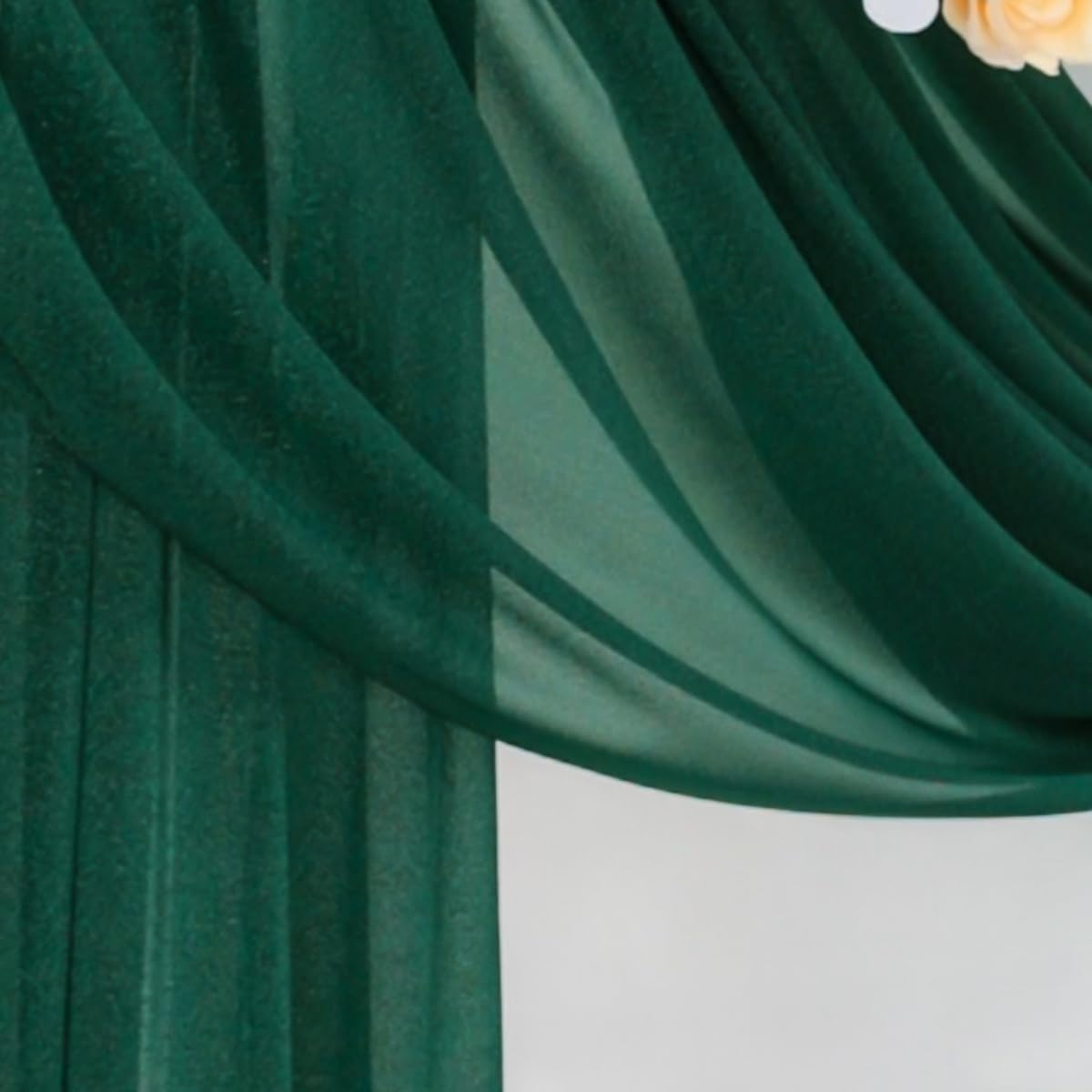 Emerald Green Wedding Arch Draping Fabric 2 Panels 29" x 20 FT Wedding Drapes for Backdrop Sheer Green Curtains for Romantic Bridal Baby Shower Ceremony Birthday Party Fall Outdoor Events