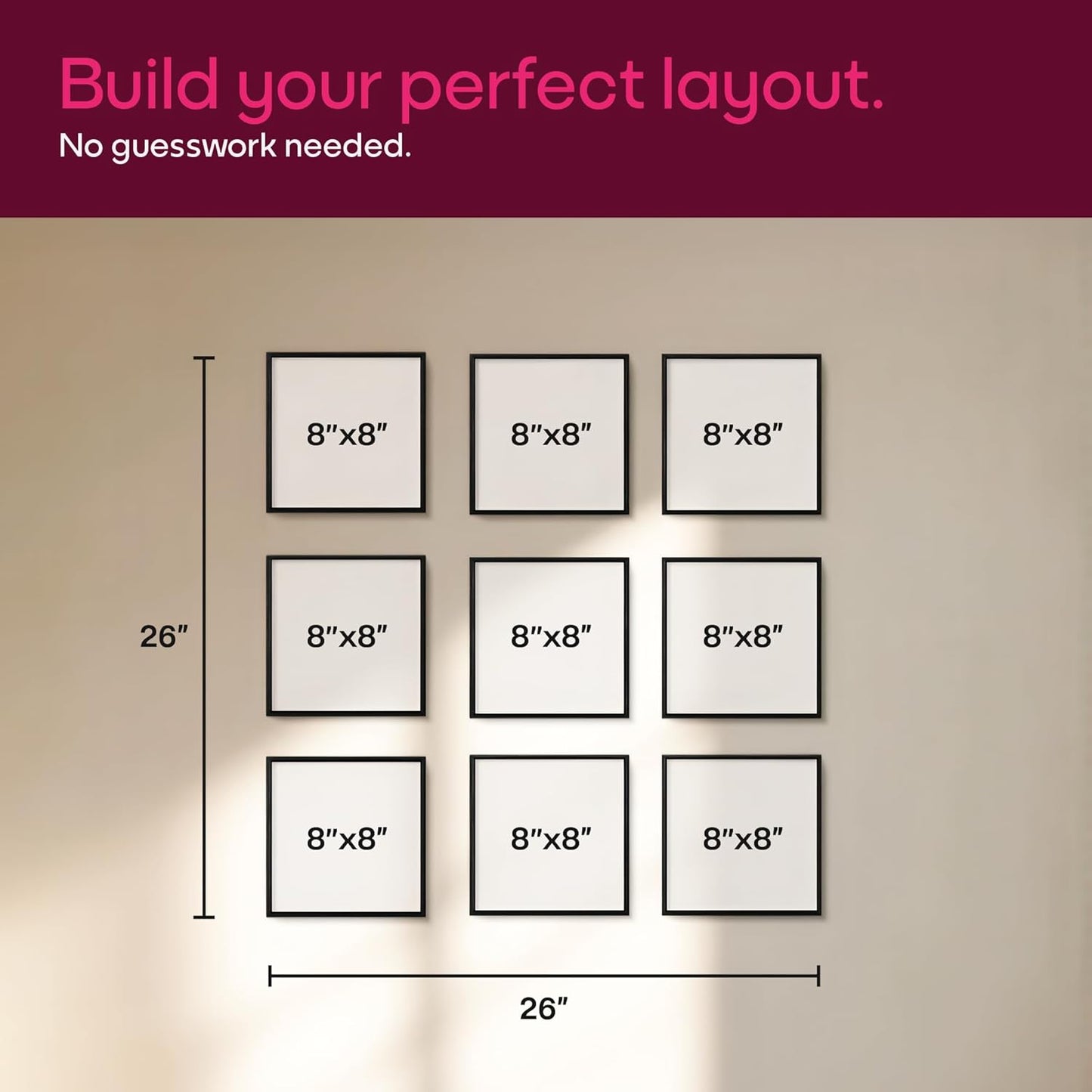 Mixtiles Official - Custom Photo Tiles - Personalized Printed Photos - Magnetic Wall Frames - Adhesive Sticker, No Nails - Various Sizes and Frames - 8x8-9Tile - Canvas Frame