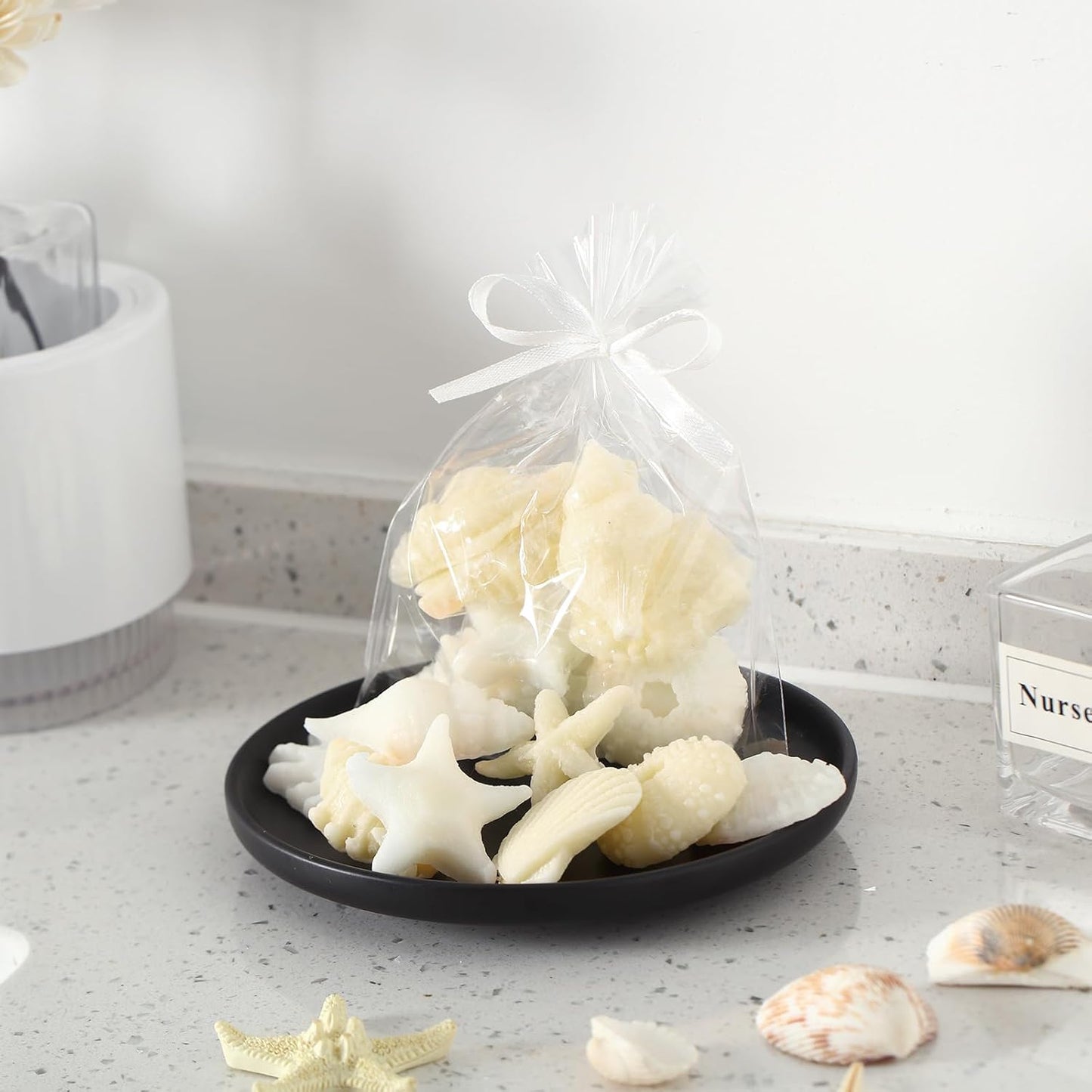 200g Sea Glass Soap Decor White Seashell Decorative Soaps for Bathroom Home Decor Beach Wedding Nautical Wedding Party Favors Beach Bridal Shower Favors